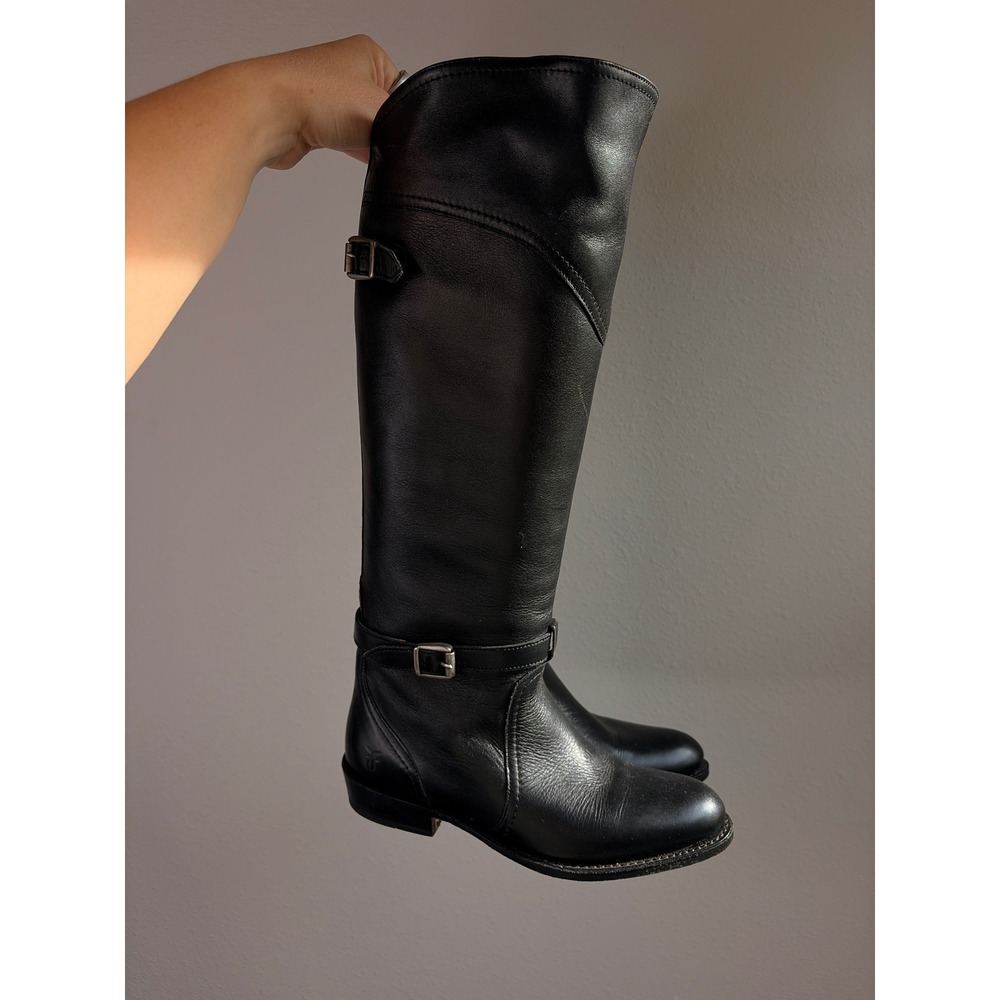 FRYE Dorado Black Leather Tall Riding Boots Knee High Size 6